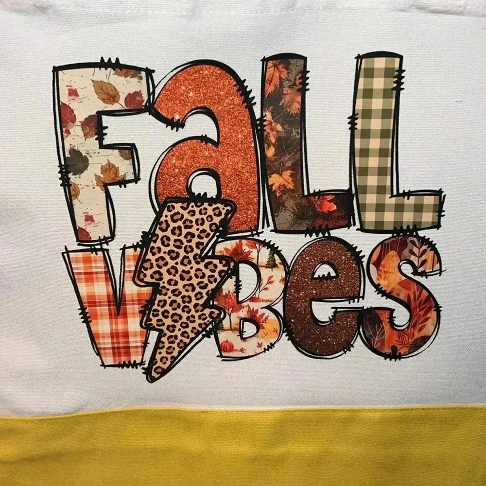 “Fall Vibes” / Fall Canvas Tote Bag - Fall/Autumn Design View 2
